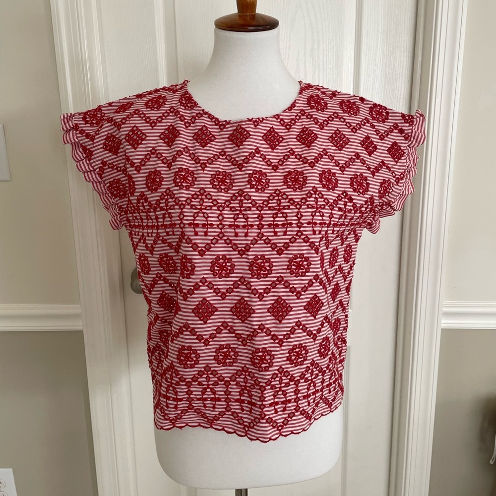 Zara striped eyelet top - Picture 2 of 4
